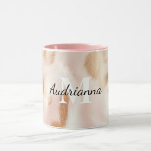 Mug Monogramme de vache blanche rose