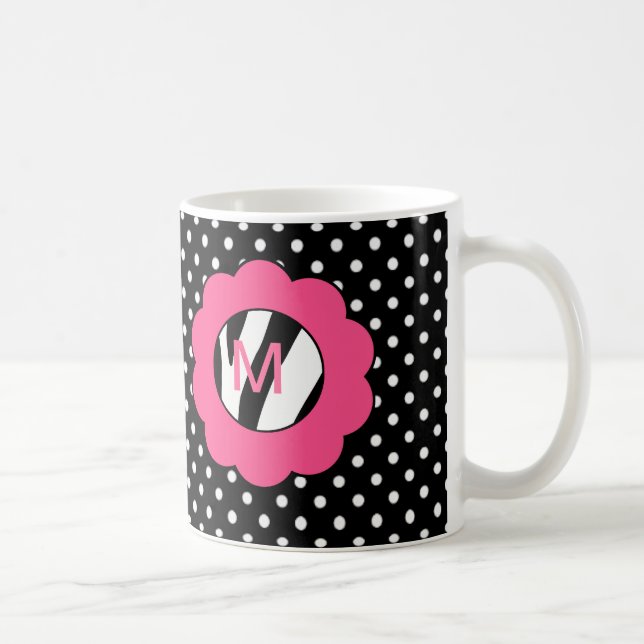 Mug Monogramme de zèbre de roses indien du jour du (Droite)