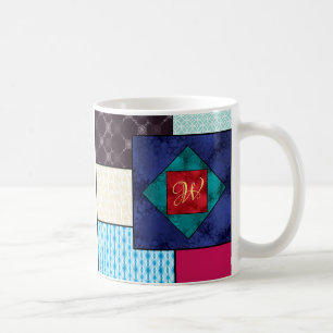 Mug Monogramme d'édredon de patchwork