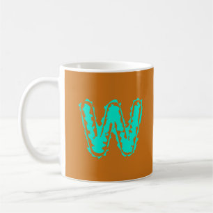 Mug Monogramme déplaisant vert toxique sur orange
