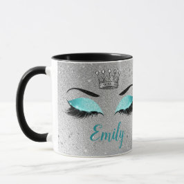 Mug Monogramme des yeux de Parties scintillant turquoi