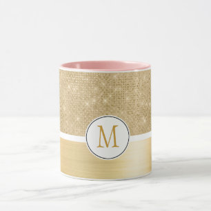 Mug Monogramme d'étincelle dorée