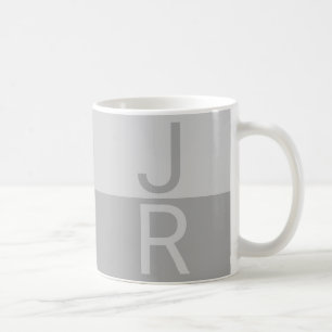 Mug Monogramme d'initiales modernes Gris clair et Gris
