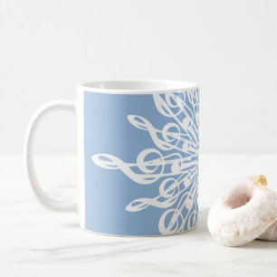 Mug Monogramme d'ornement bleu d'hiver G-Clef Snowflak