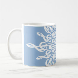 Mug Monogramme d'ornement bleu d'hiver G-Clef Snowflak