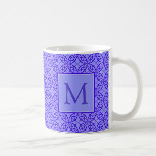 Mug Monogramme élégant à motif filigrané violet