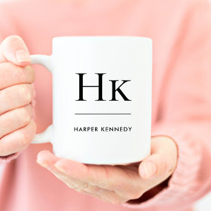 Mug Monogramme Elegant Classic Personnalisé Nom initia
