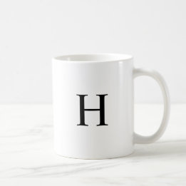 Mug Monogramme Élégant Classique Noir