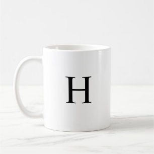 Mug Monogramme Élégant Classique Noir