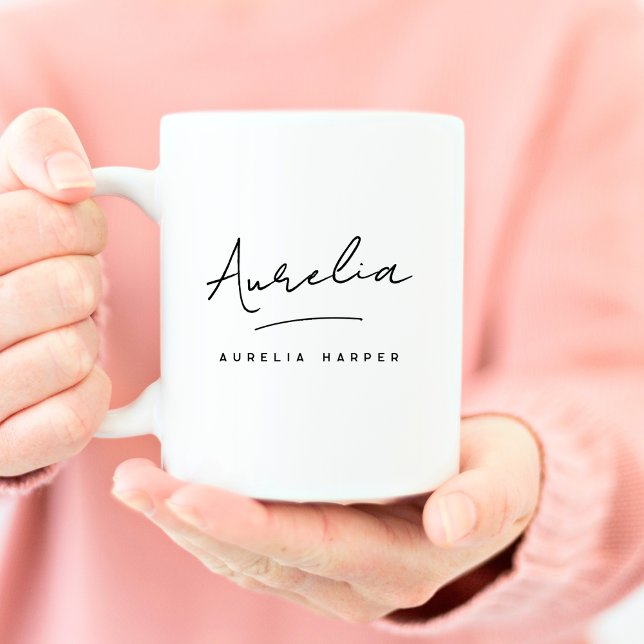 Mug Monogramme Élégant Classique Signature Personnalis (Créateur téléchargé)