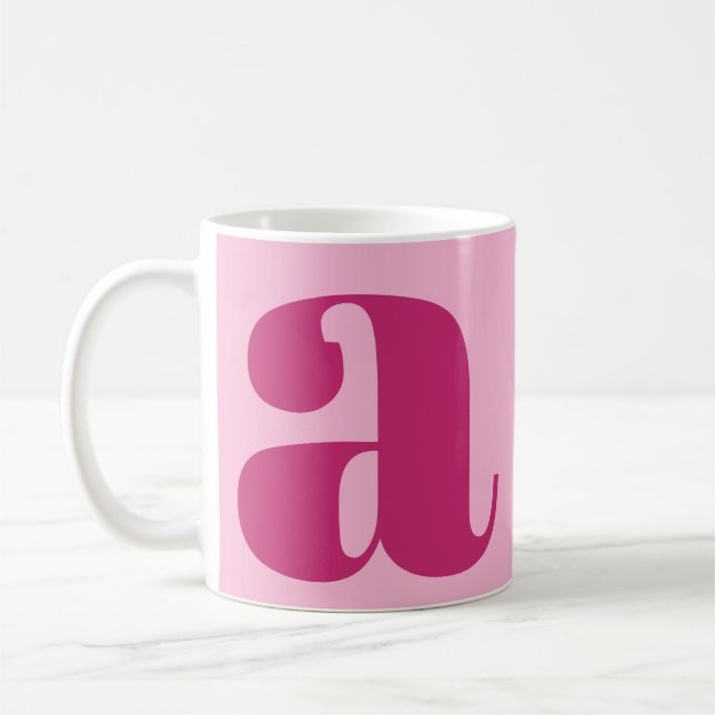 Mug Monogramme élégant moderne Rose gras initial (Gauche)