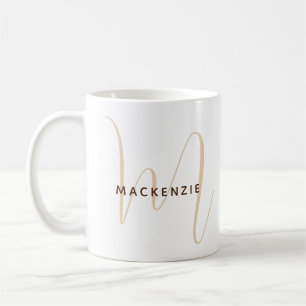Mug Monogramme Élégant Nom de script Simple Moderne