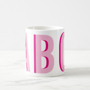 Mug Monogramme empilé gras rose à 3 lettres