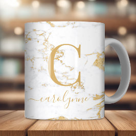 Mug Monogramme en marbre or tendance chic