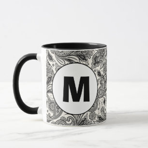 Mug Monogramme en noir et blanc à motifs cachemire