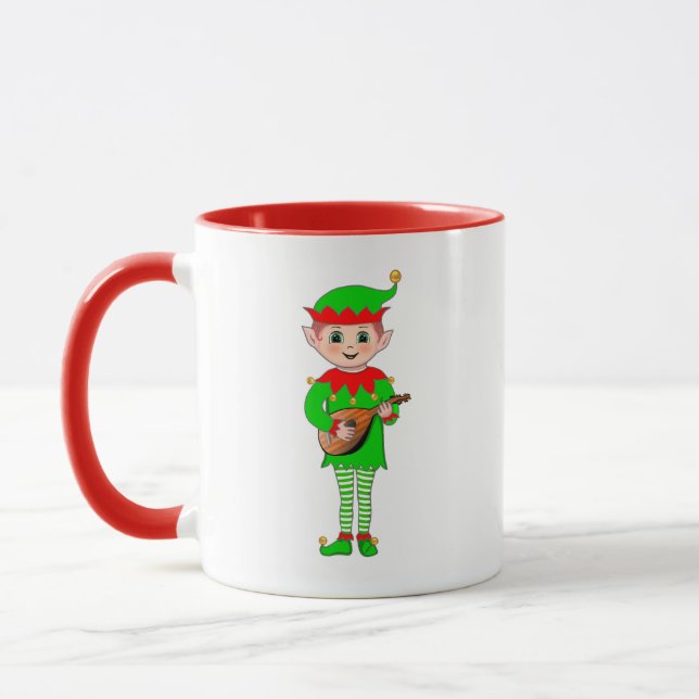Mug Monogramme et elfe de la musique de Noël (Gauche)