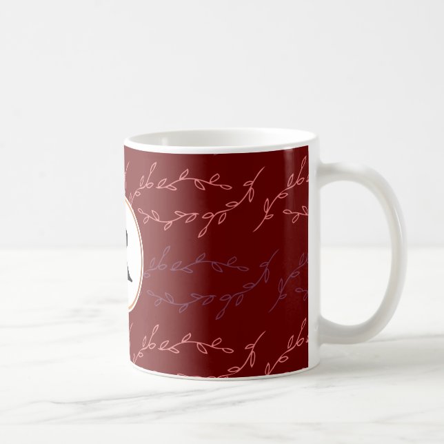 Mug monogramme et feuilles (Droite)