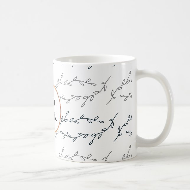 Mug monogramme et feuilles (Droite)