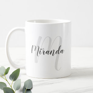 Mug Monogramme et nom personnalisés de script moderne