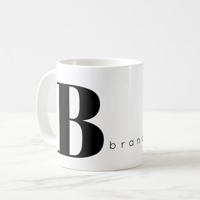 Mug Monogramme et nom typographie personnalisée modern (Devant gauche)