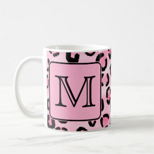 Mug Monogramme fait sur commande. Copie noire et rose