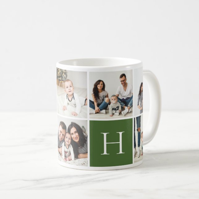 Mug Monogramme familial personnalisé 9 Collage photo (Devant droit)