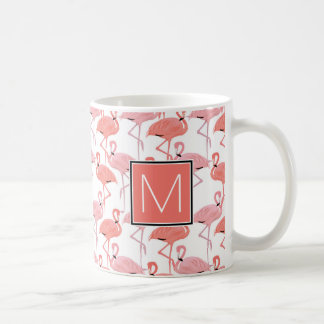 Mug Monogramme | Flamants roses roses tropicaux