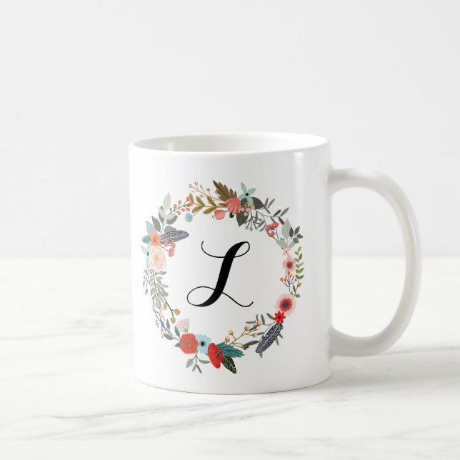 Mug Monogramme Fleur Botanique Wreath (Droite)