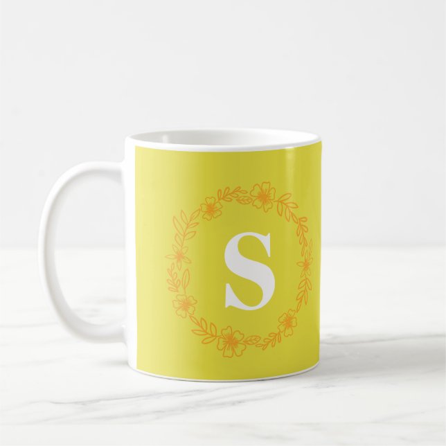 Mug Monogramme Fleur Dorée (Gauche)