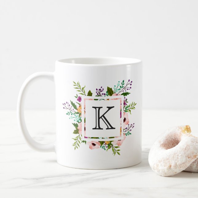 Mug Monogramme floral (Avec donut)