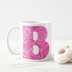 Mug monogramme floral B lettre majuscule