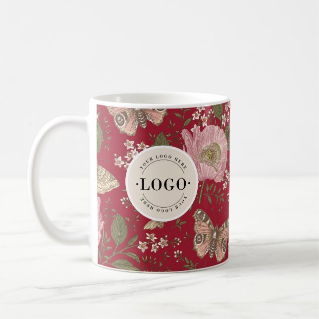 Mug Monogramme floral botanique de fleurs sauvages à l (Gauche)