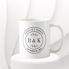 Mug Monogramme floral botanique Mariage Nom du couple