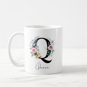 Mug Monogramme floral – Lettre Q