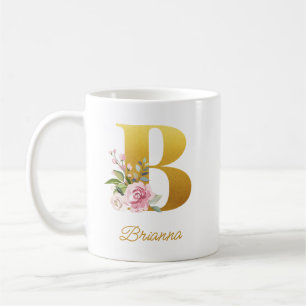 Mug Monogramme floral Nom botanique Initial Membre dem