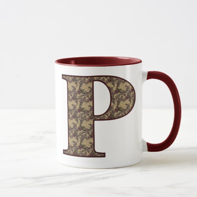 Mug Monogramme floral P initial élégant (Droite)