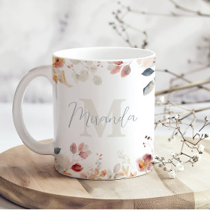 Mug Monogramme floral personnalisé
