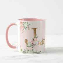 monogramme floral rose J aquarelle avec nom