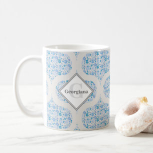 Mug Monogramme Flore rétro Berry Blues Mid Ogee