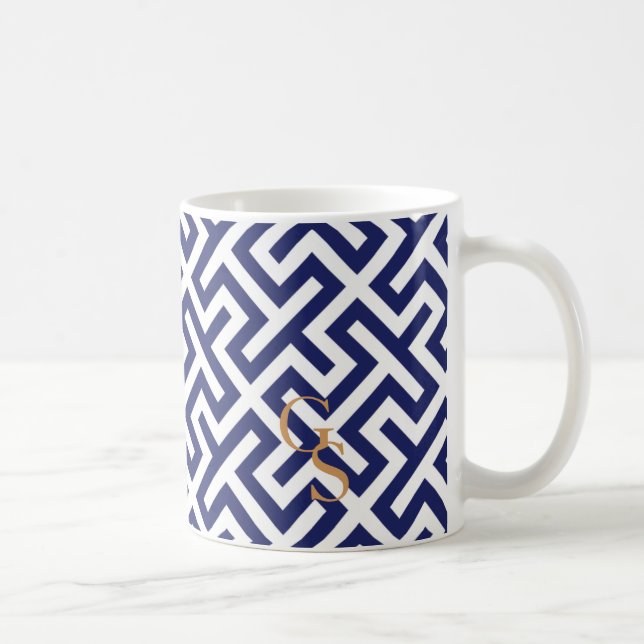 Mug Monogramme géométrique de motifs d'abrégé sur (Droite)
