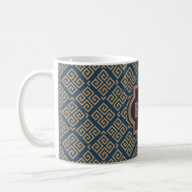 Mug Monogramme géométrique principal grec brun chic de (Gauche)