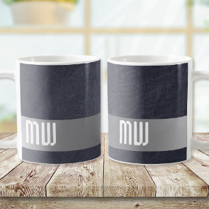 Mug Monogramme gras en cuir métallisé avec lanière