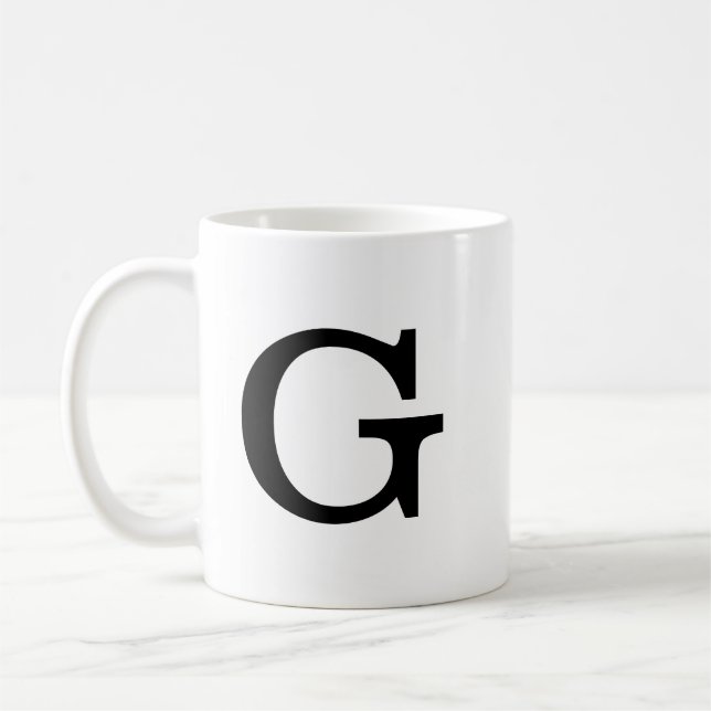 Mug Monogramme Gras Simple Noir & Blanc (Gauche)