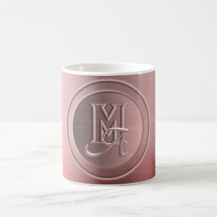 Mug Monogramme Gravé Acier Rose Métallisé