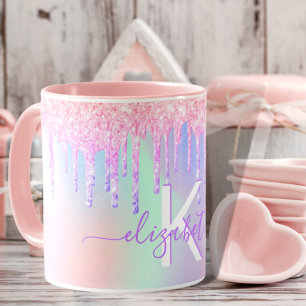 Mug Monogramme holographique licorne parties scintilla