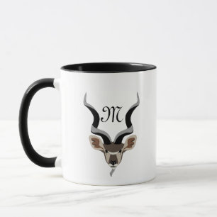 Mug Monogramme illustré de la tête du Grand Kudu