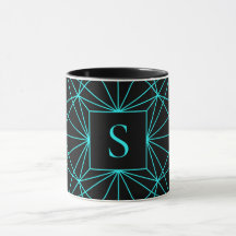 Monogramme initial | Design géométrique turquoise
