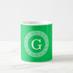 Mug Monogramme initial du cadre Rnd de clé grecque Eme