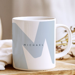 Mug Monogramme Initial et Nom Détaillé de Style Modern