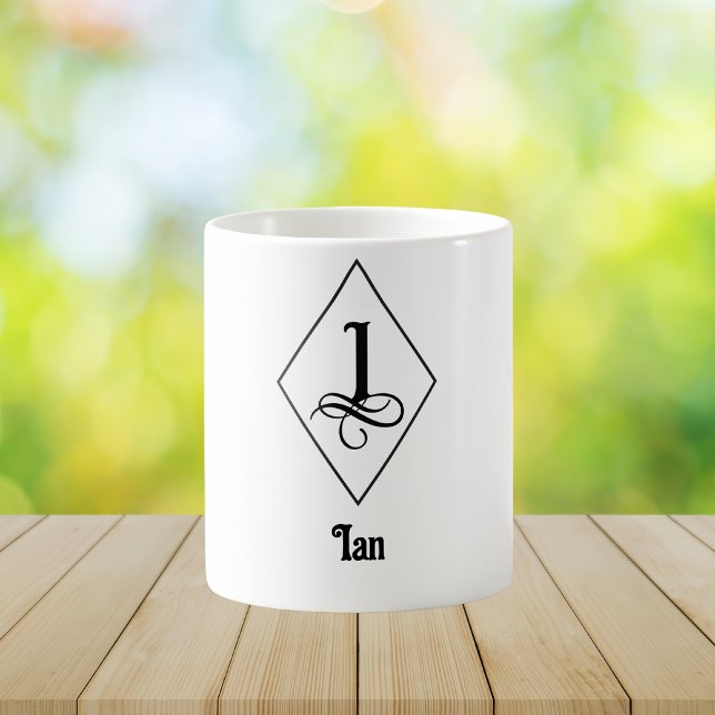 Mug Monogramme Initial Géométrique Élégant I (Créateur téléchargé)
